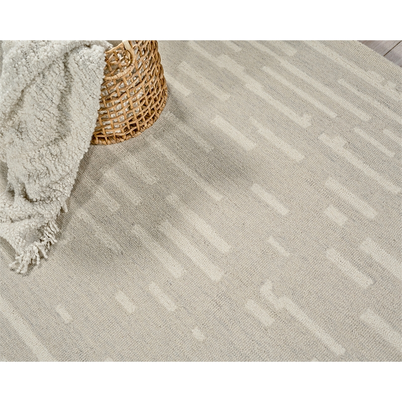 Carmel Hand-Tufted New Zealand Wool Silver/Ivory 6'x9' Area Rug