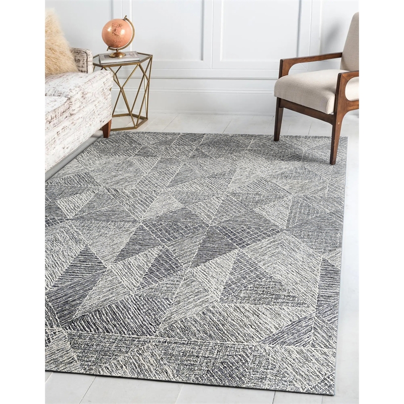 Caprice Hand-Tufted New Zealand Wool Black/Ivory 8'x10' Area Rug