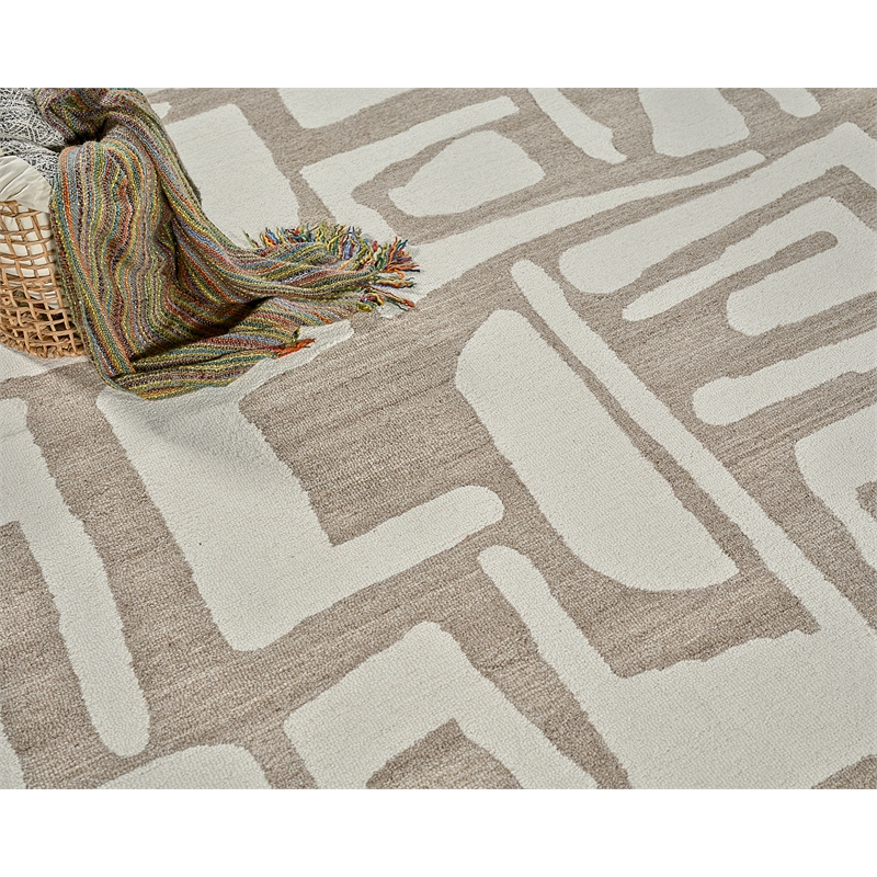 Carmel Hand-Tufted New Zealand Wool Camel/Ivory 6'x9' Area Rug