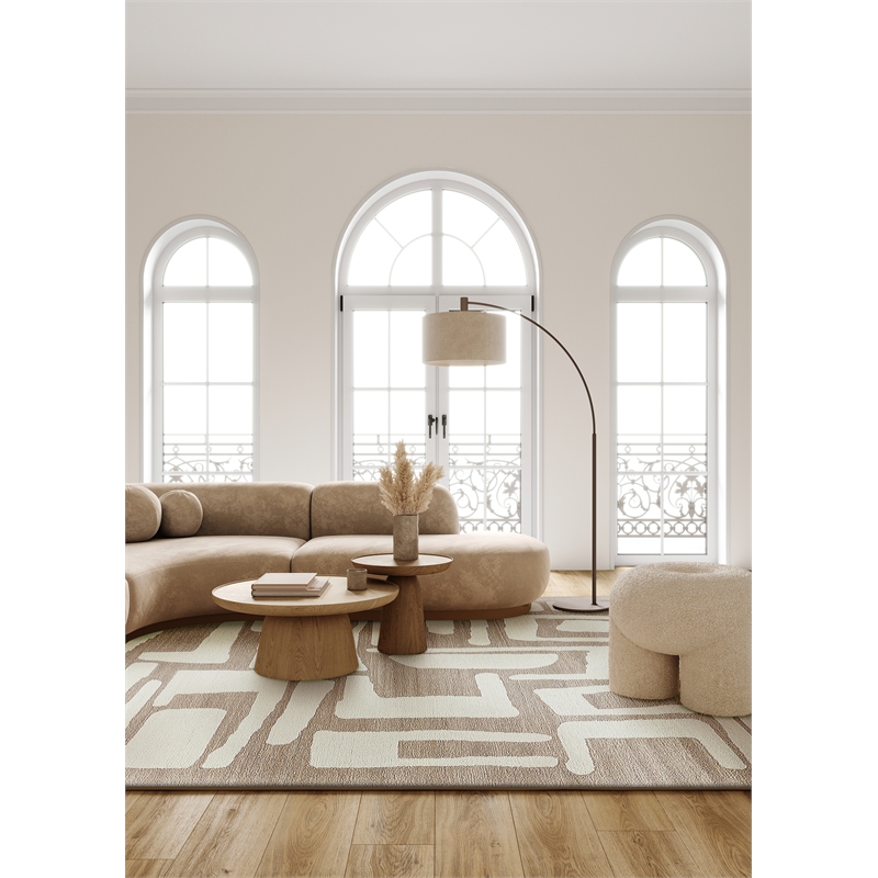 Carmel Hand-Tufted New Zealand Wool Camel/Ivory 6'x9' Area Rug