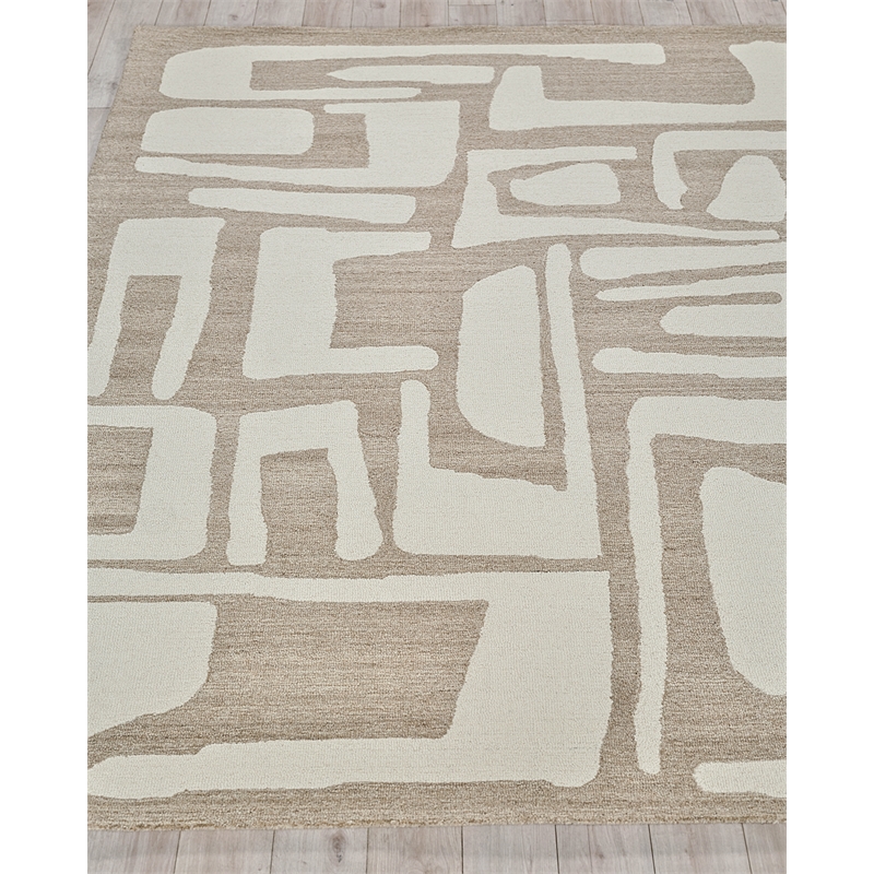 Carmel Hand-Tufted New Zealand Wool Camel/Ivory 8'x10' Area Rug
