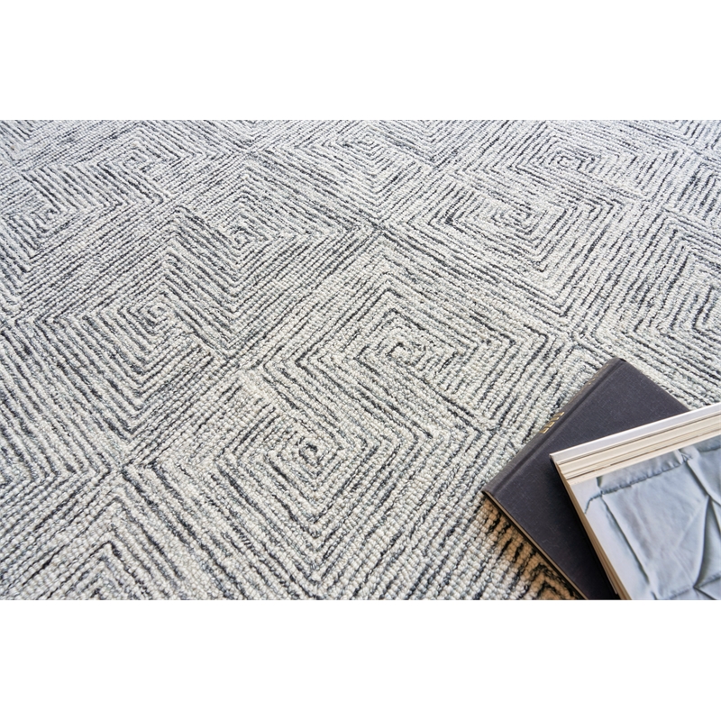 Caprice Hand-Tufted New Zealand Wool Black/Ivory 6'x9' Area Rug