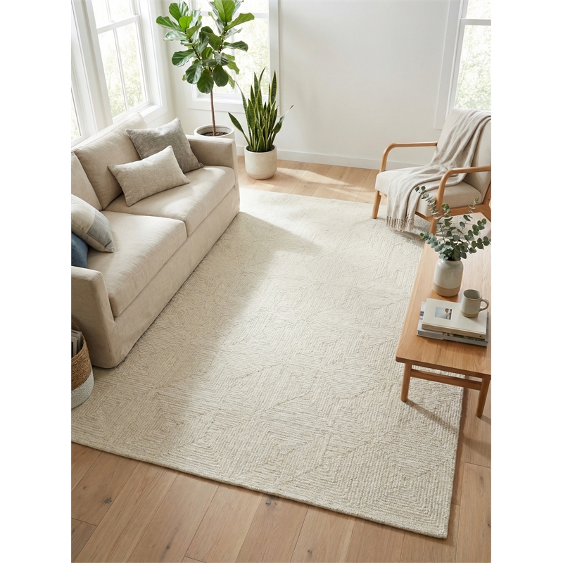 Caprice Hand-Tufted New Zealand Wool Beige/Ivory 6'x9' Area Rug