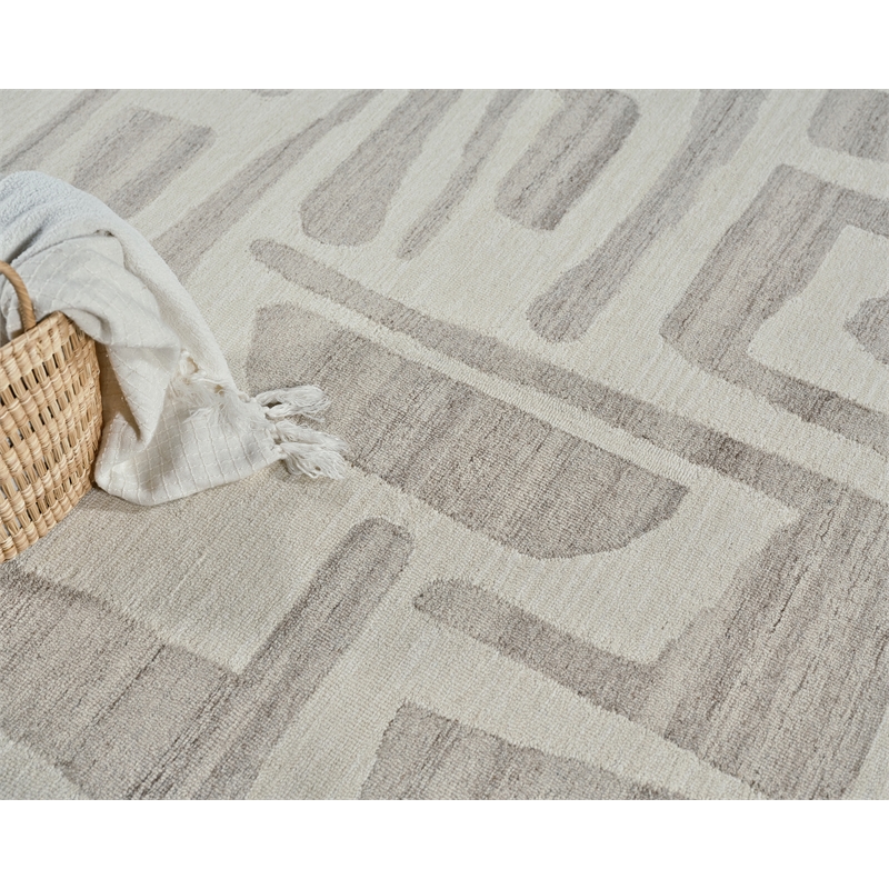 Carmel Hand-Tufted New Zealand Wool Ivory/Beige 6'x9' Area Rug
