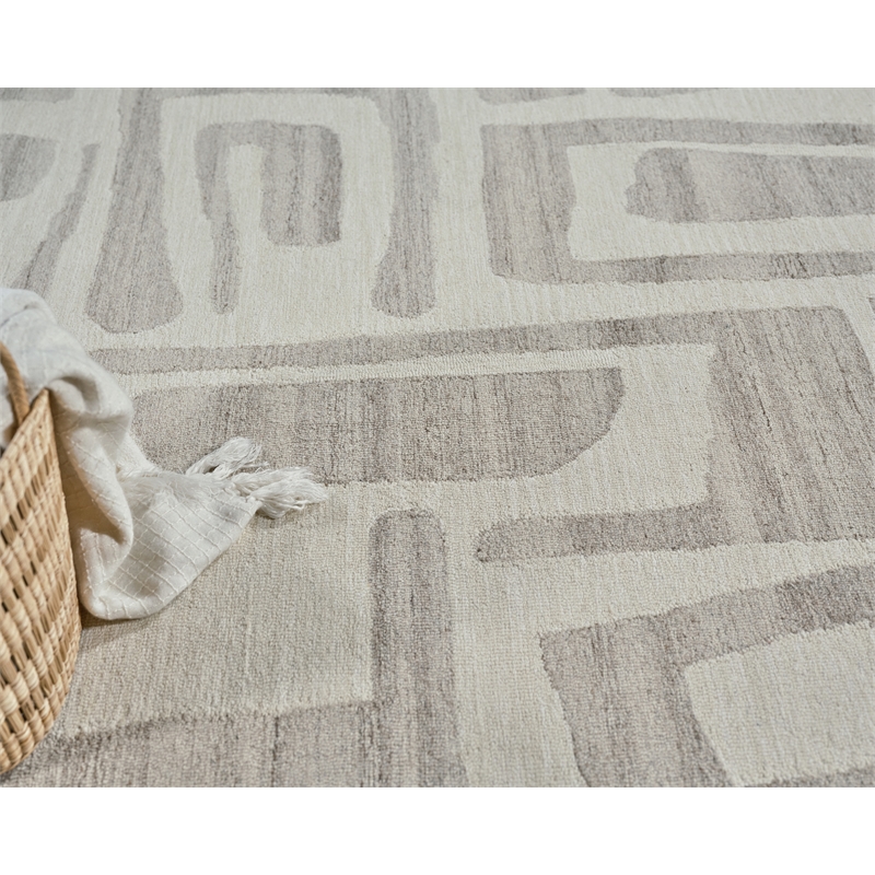 Carmel Hand-Tufted New Zealand Wool Ivory/Beige 6'x9' Area Rug