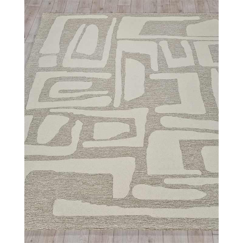 Carmel Hand-Tufted New Zealand Wool Beige/Ivory 5'x8' Area Rug
