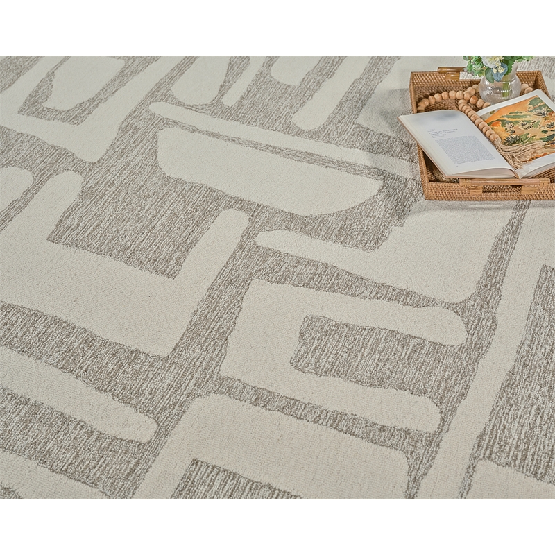 Carmel Hand-Tufted New Zealand Wool Beige/Ivory 6'x9' Area Rug