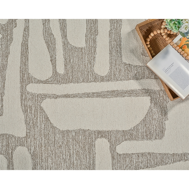 Carmel Hand-Tufted New Zealand Wool Beige/Ivory 6'x9' Area Rug
