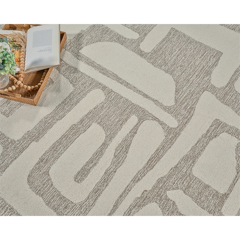 Carmel Hand-Tufted New Zealand Wool Beige/Ivory 9'x12' Area Rug