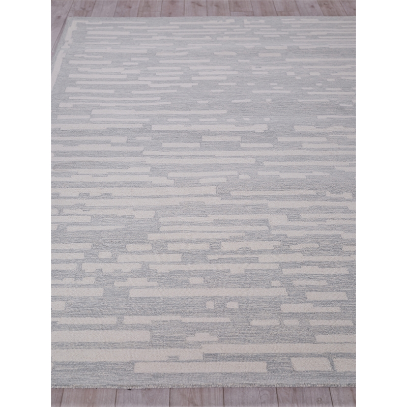 Carmel Hand-Tufted New Zealand Wool Light Gray/Ivory 5'x8' Area Rug