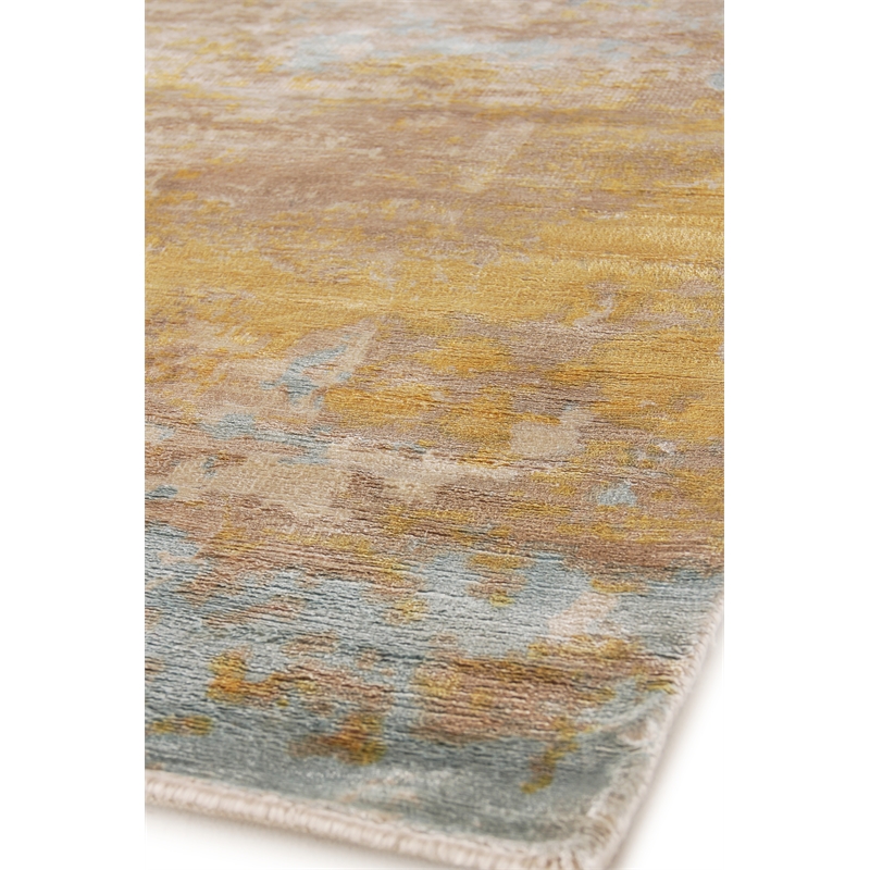 Carrera Handloomed Viscose Blue/Gold 8'x10' Area Rug