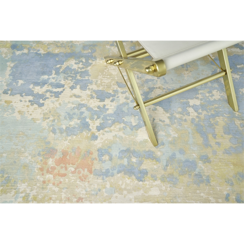 Carrera Handloomed Viscose Blue/Gold 8'x10' Area Rug