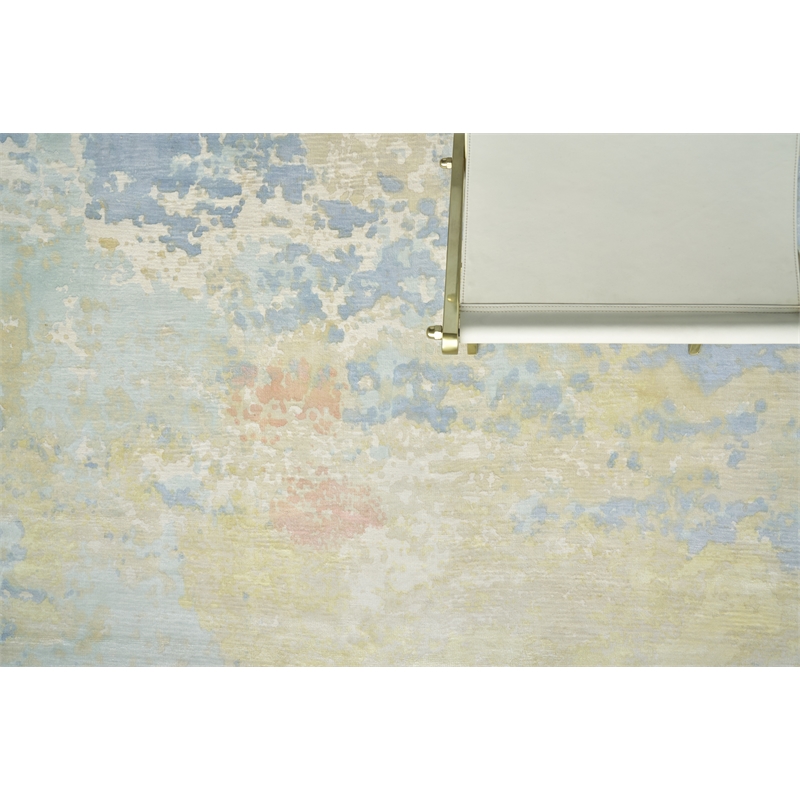 Carrera Handloomed Viscose Blue/Gold 8'x10' Area Rug