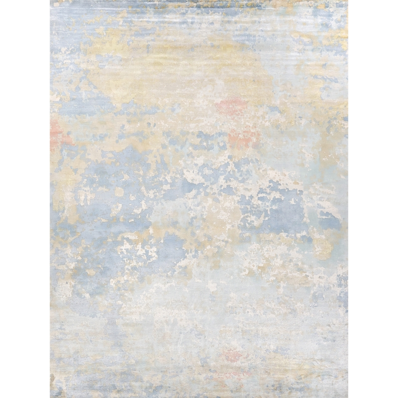 Carrera Handloomed Viscose Blue/Gold 8'x10' Area Rug