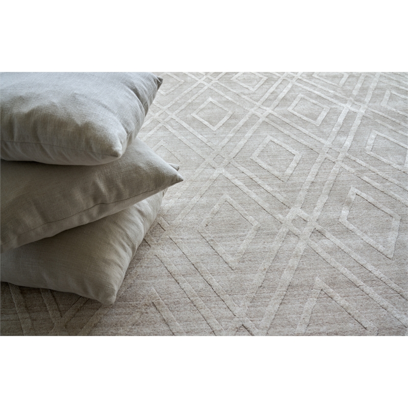 Castelli Handloomed Bamboo Silk/Wool Light Beige 10'x14' Area Rug