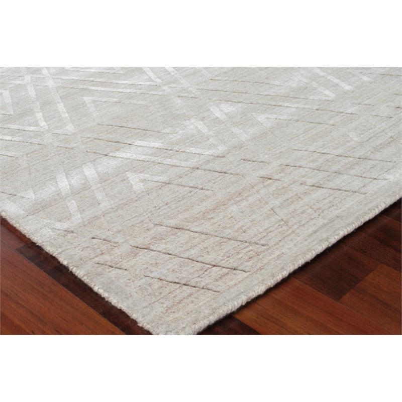 Castelli Handloomed Bamboo Silk/Wool Light Beige 6'x9' Area Rug