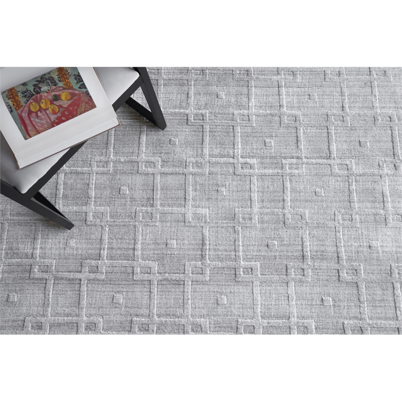 Castelli Handloomed Bamboo Silk/Wool Light Silver 9'x12' Area Rug