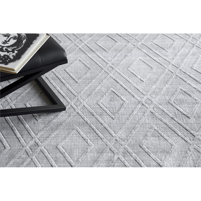Castelli Handloomed Bamboo Silk/Wool Light Silver 8'x10' Area Rug