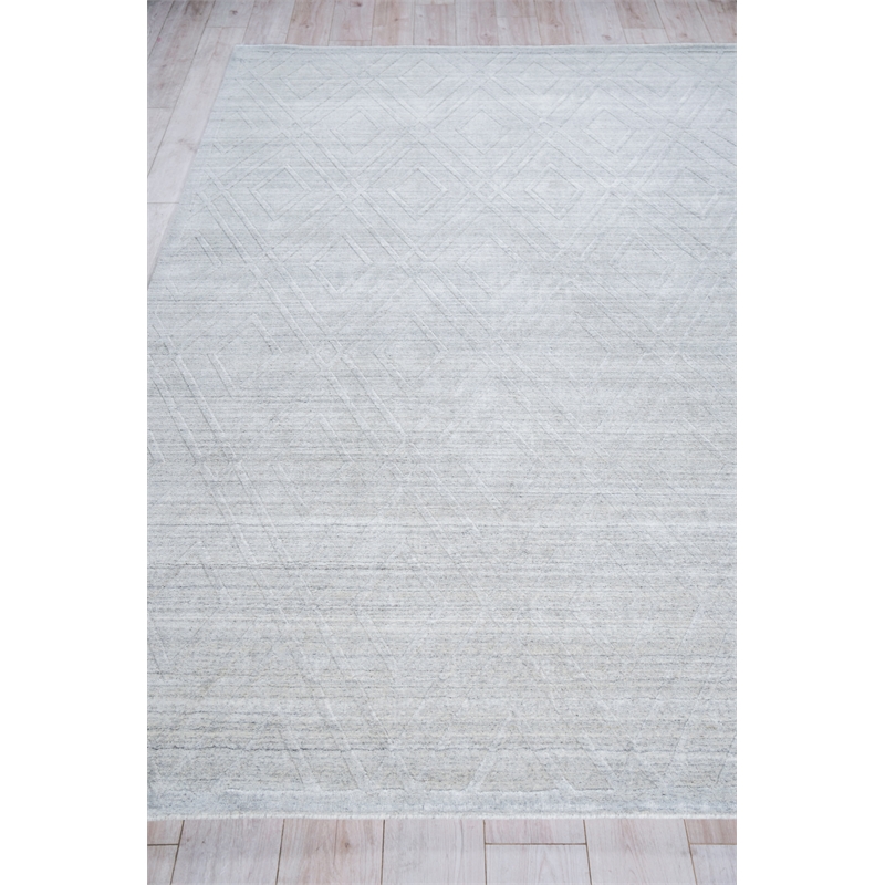 Castelli Handloomed Bamboo Silk/Wool Light Silver 9'x12' Area Rug