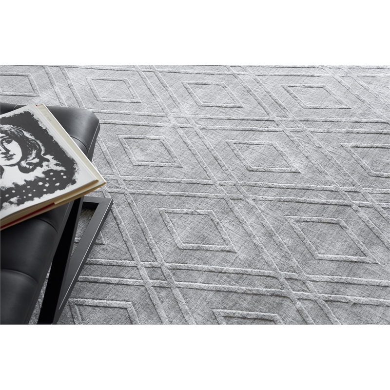 Castelli Handloomed Bamboo Silk/Wool Light Silver 9'x12' Area Rug