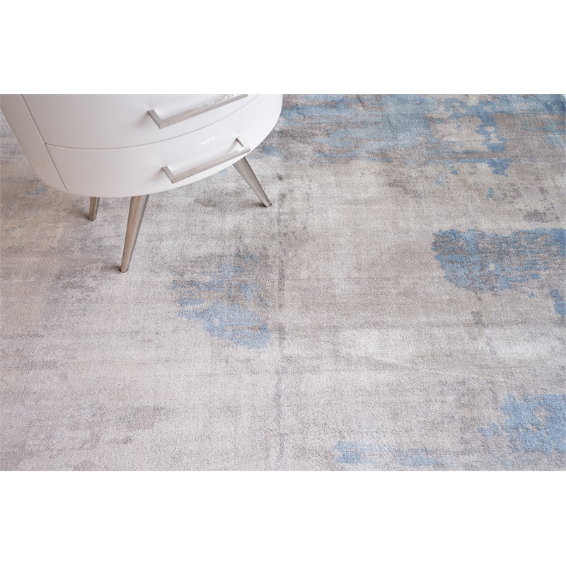 Cassina Handloomed Bamboo Silk Gray/Blue 10'x14' Area Rug