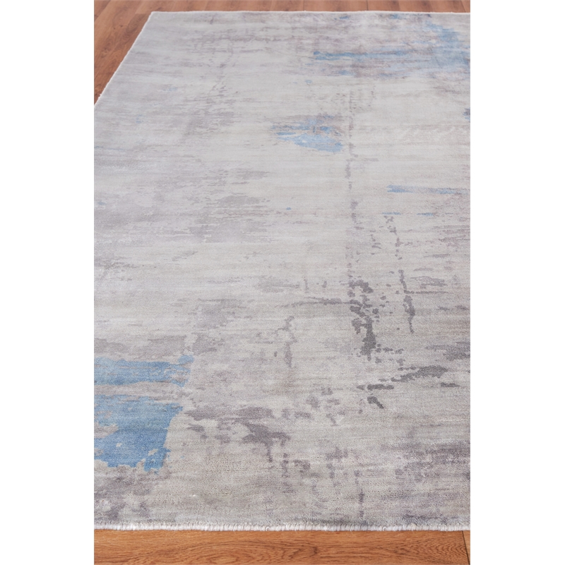 Cassina Handloomed Bamboo Silk Gray/Blue 6'x9' Area Rug