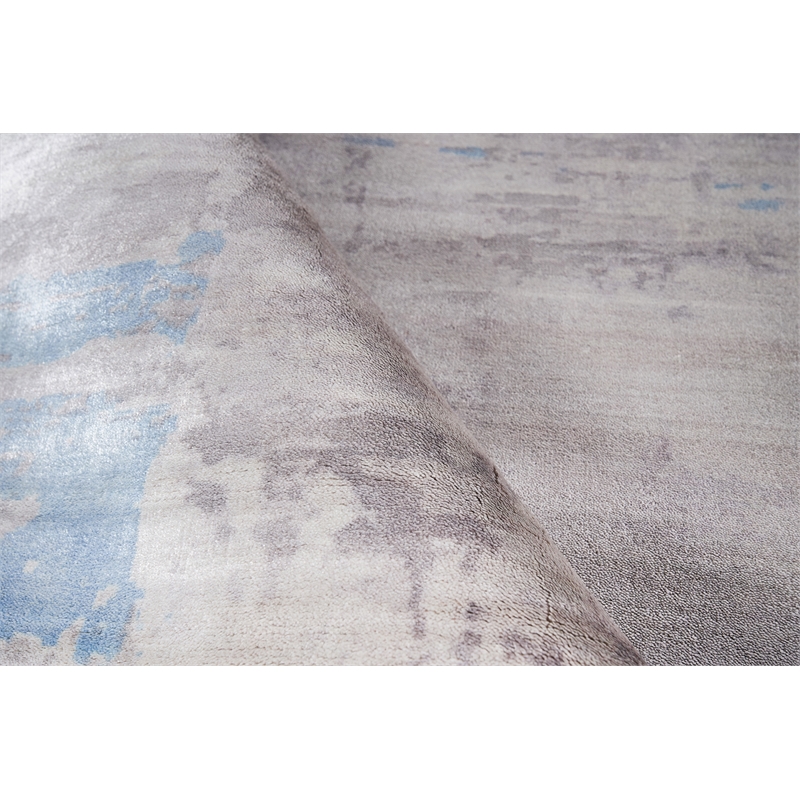 Cassina Handloomed Bamboo Silk Gray/Blue 6'x9' Area Rug