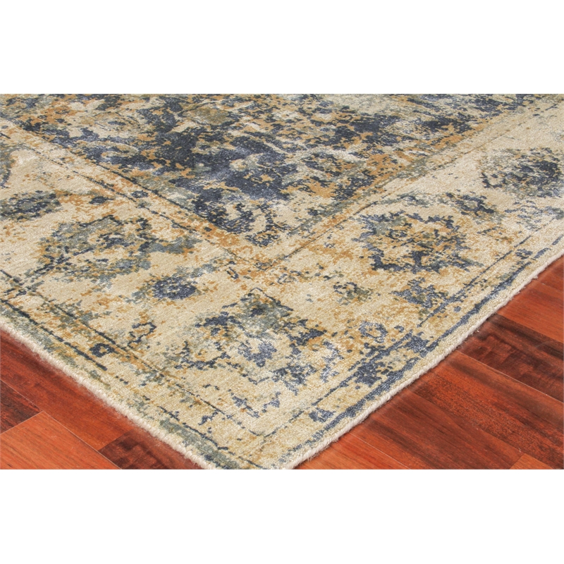 Cassina Handloomed Bamboo Silk Blue/Beige 10'x14' Area Rug