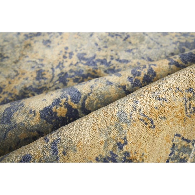 Cassina Handloomed Bamboo Silk Blue/Beige 10'x14' Area Rug
