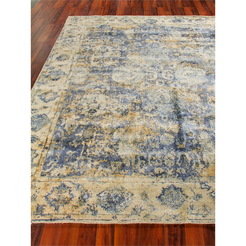 Cassina Handloomed Bamboo Silk Blue/Beige 12'x15' Area Rug