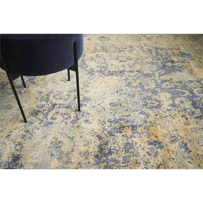 Cassina Handloomed Bamboo Silk Blue/Beige 12'x15' Area Rug