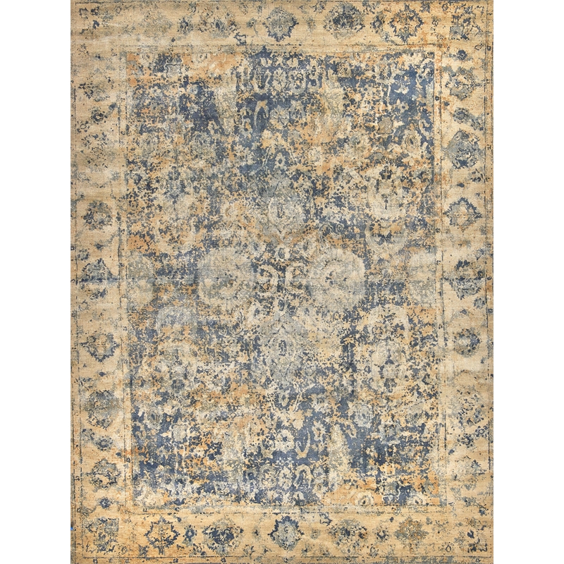 Cassina Handloomed Bamboo Silk Blue/Beige 12'x15' Area Rug