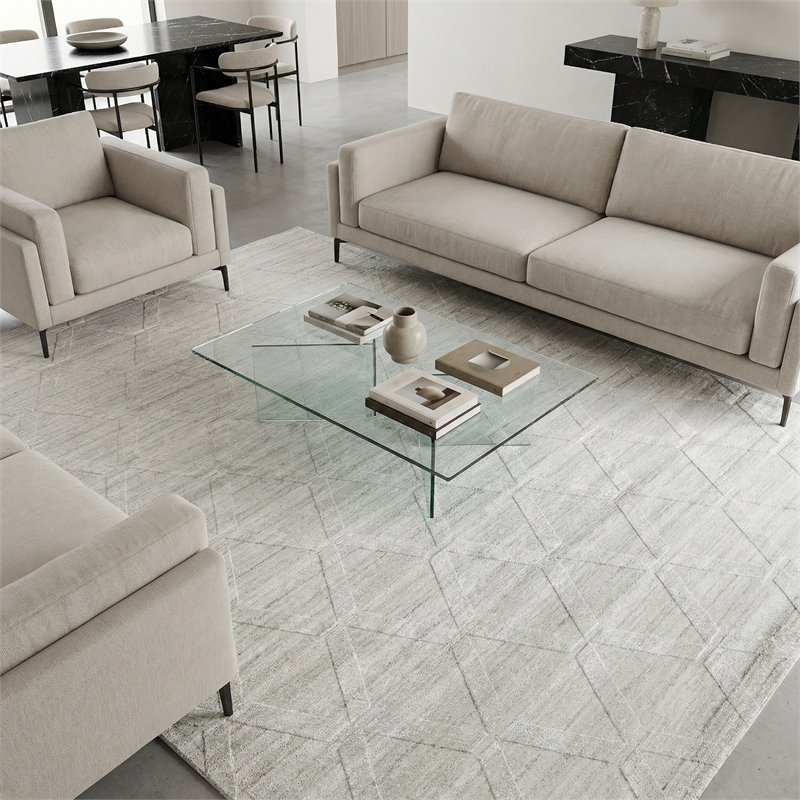 Castelli Handloomed Bamboo Silk/Wool Ivory 10'x14' Area Rug