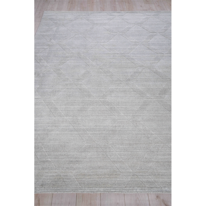 Castelli Handloomed Bamboo Silk/Wool Light Silver 10'x14' Area Rug