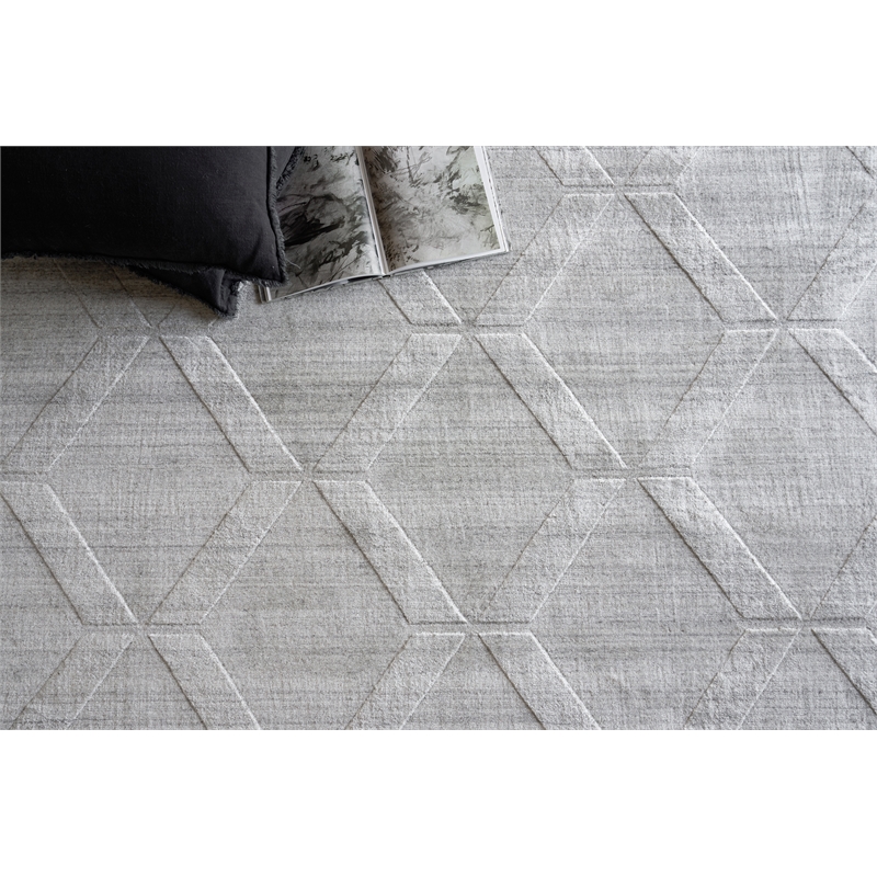 Castelli Handloomed Bamboo Silk/Wool Light Silver 14'x18' Area Rug