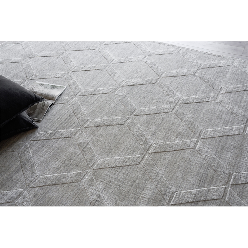 Castelli Handloomed Bamboo Silk/Wool Light Silver 8'x10' Area Rug