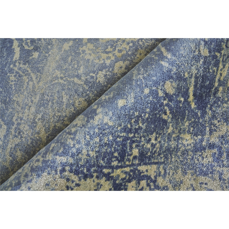 Cassina Handloomed Bamboo Silk Denim/Beige 10'x14' Area Rug