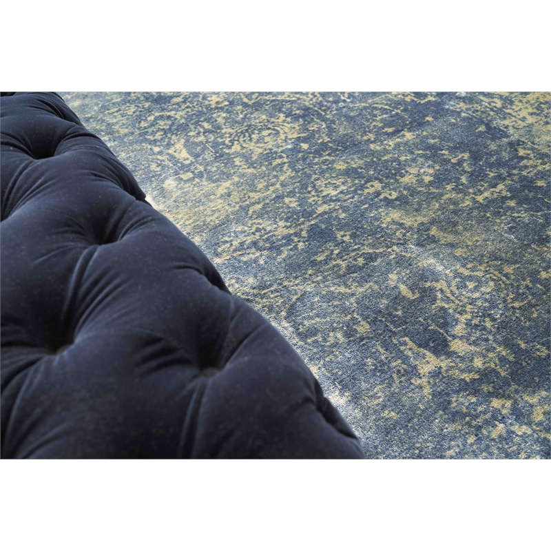 Cassina Handloomed Bamboo Silk Denim/Beige 10'x14' Area Rug