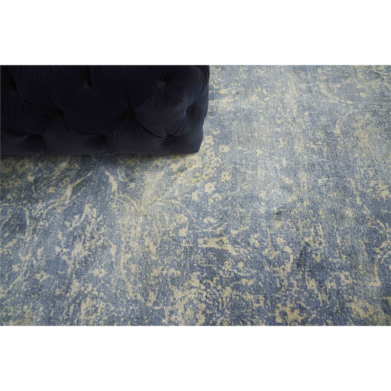 Cassina Handloomed Bamboo Silk Denim/Beige 10'x14' Area Rug