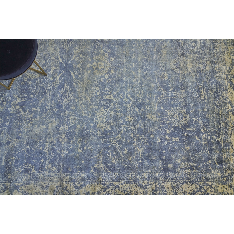 Cassina Handloomed Bamboo Silk Denim/Beige 8'x10' Area Rug