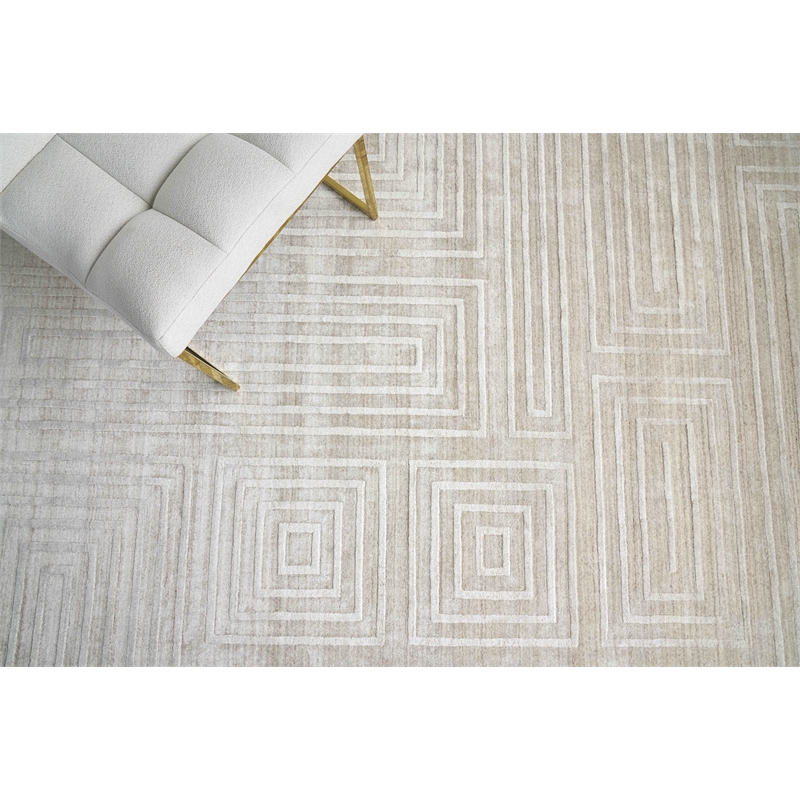 Castelli Handloomed Bamboo Silk/Wool Light Beige 12'x15' Area Rug