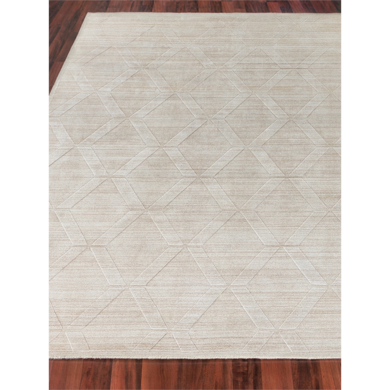 Castelli Handloomed Bamboo Silk/Wool Light Beige 12'x15' Area Rug