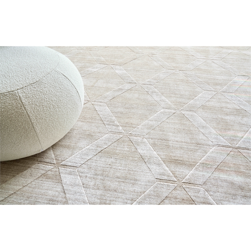 Castelli Handloomed Bamboo Silk/Wool Light Beige 12'x15' Area Rug
