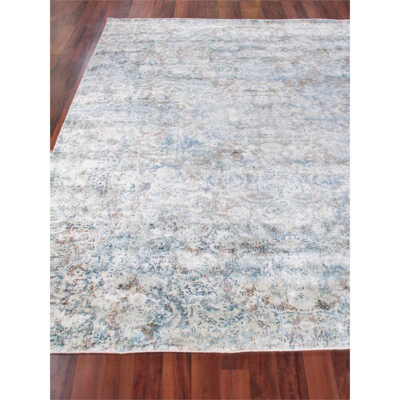 Cassina Handloomed Bamboo Silk Blue/Ivory/Multi 9'x12' Area Rug