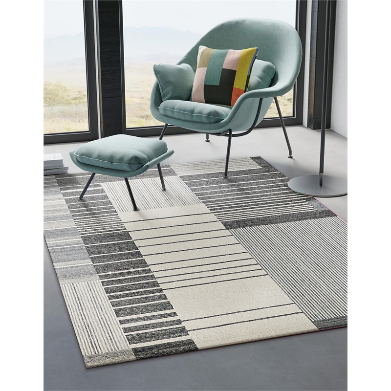 Castine Hand-Tufted New Zealand Wool Gray/Ivory 5'x8' Area Rug