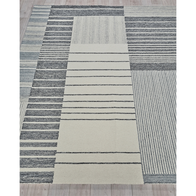 Castine Hand-Tufted New Zealand Wool Gray/Ivory 9'x12' Area Rug