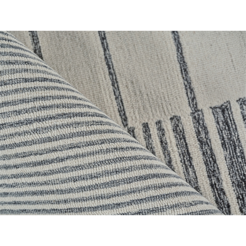 Castine Hand-Tufted New Zealand Wool Gray/Ivory 9'x12' Area Rug