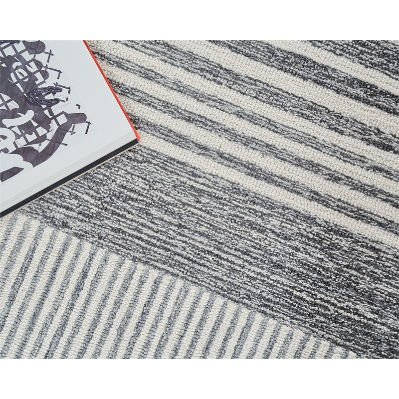 Castine Hand-Tufted New Zealand Wool Gray/Ivory 9'x12' Area Rug