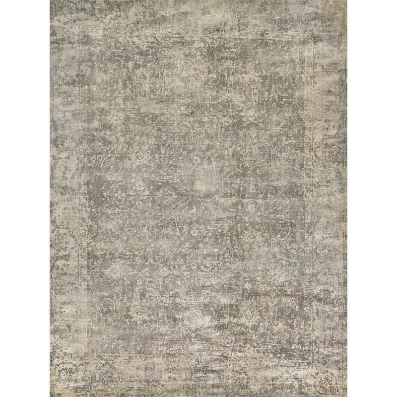 Cassina Handloomed Bamboo Silk Charcoal/Green 9'x12' Area Rug