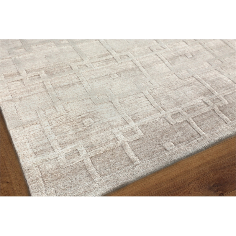 Castelli Handloomed Bamboo Silk/Wool Light Beige 9'x12' Area Rug
